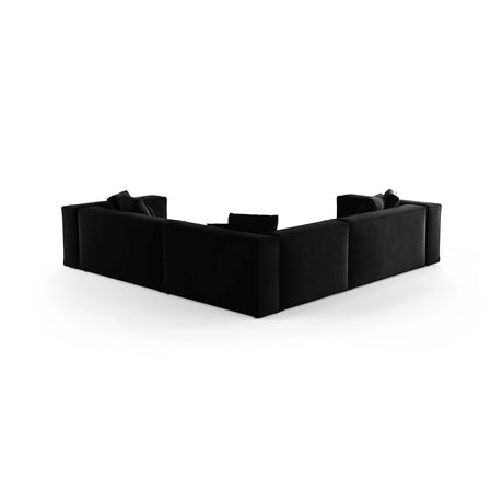 Aveiro 5-Sitzer Ecksofa, symmetrisch, aus Samt in Schwarz (Casino Black), 268x268x86 cm von Cosmopolitan Design – Bild 3