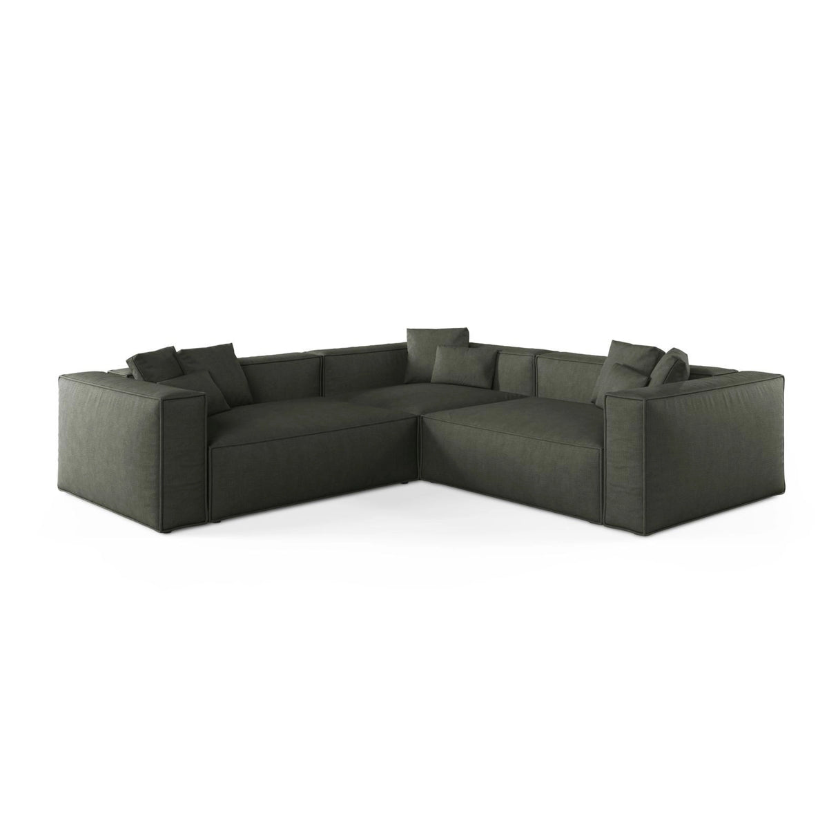 Aveiro 5-Sitzer Ecksofa, symmetrisch, aus Strukturierter Stoff in Moosgrün (Liberty 12), 268x268x86 cm von Cosmopolitan Design – Bild 1
