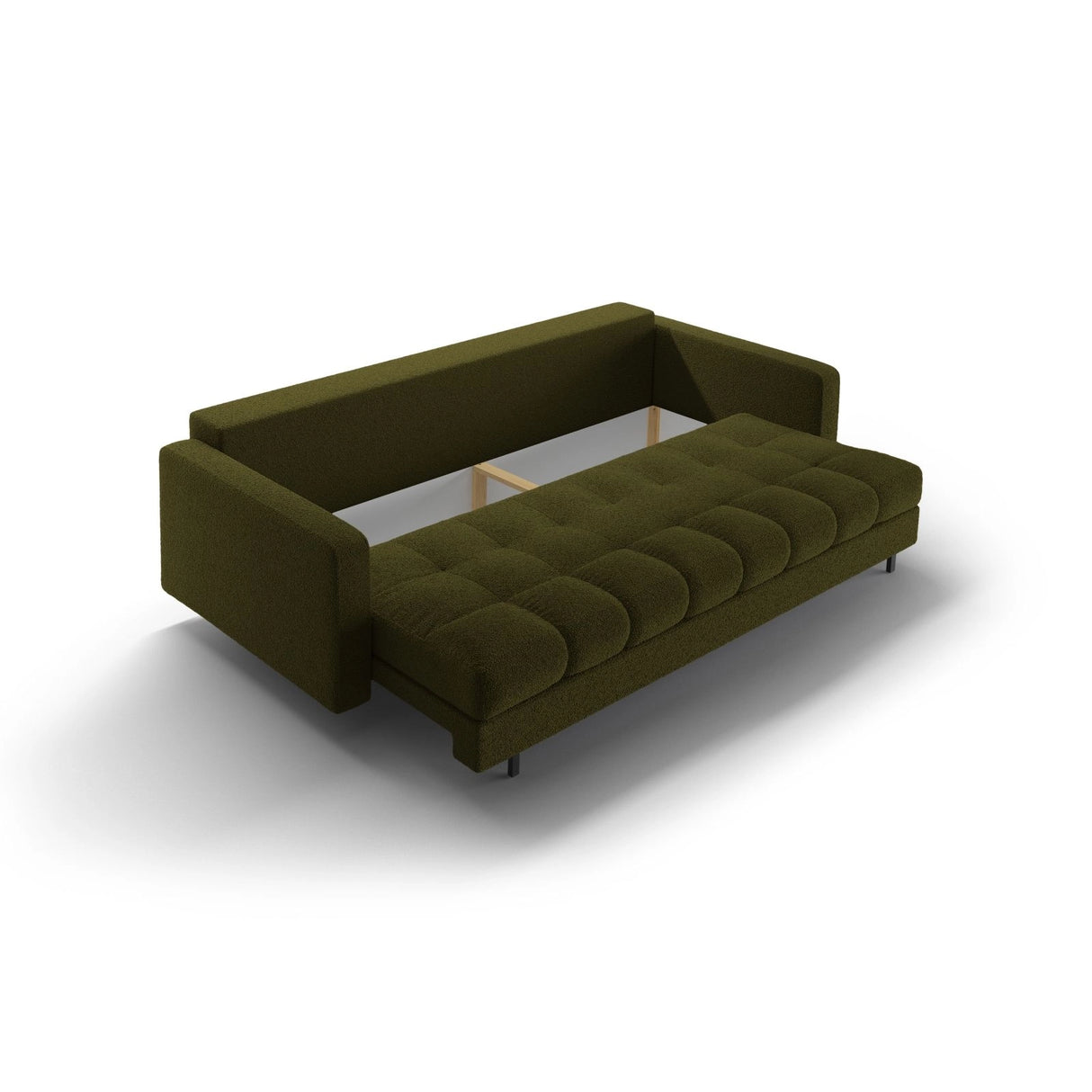 Bali 3-Sitzer Sofa mit Schlaffunktion und Stauraum, aus Boucle in Dunkles Olivgrün (Baloo 2090), 222x84x105 cm von Cosmopolitan Design – Bild 8