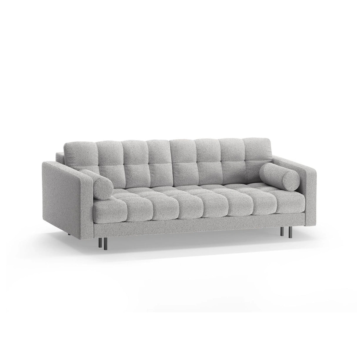 Bali 3-Sitzer Sofa mit Schlaffunktion und Stauraum, aus Boucle in Hellgrau (Baloo 2085), 222x84x105 cm von Cosmopolitan Design – Bild 4