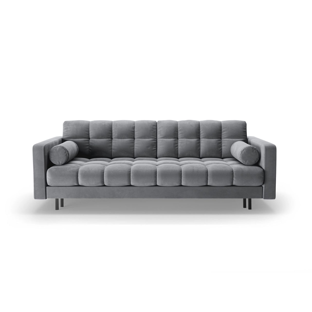 Bali 3-Sitzer Sofa mit Schlaffunktion und Stauraum, aus Samt in Grau (Bluvel 10), 222x84x105 cm von Cosmopolitan Design – Bild 1
