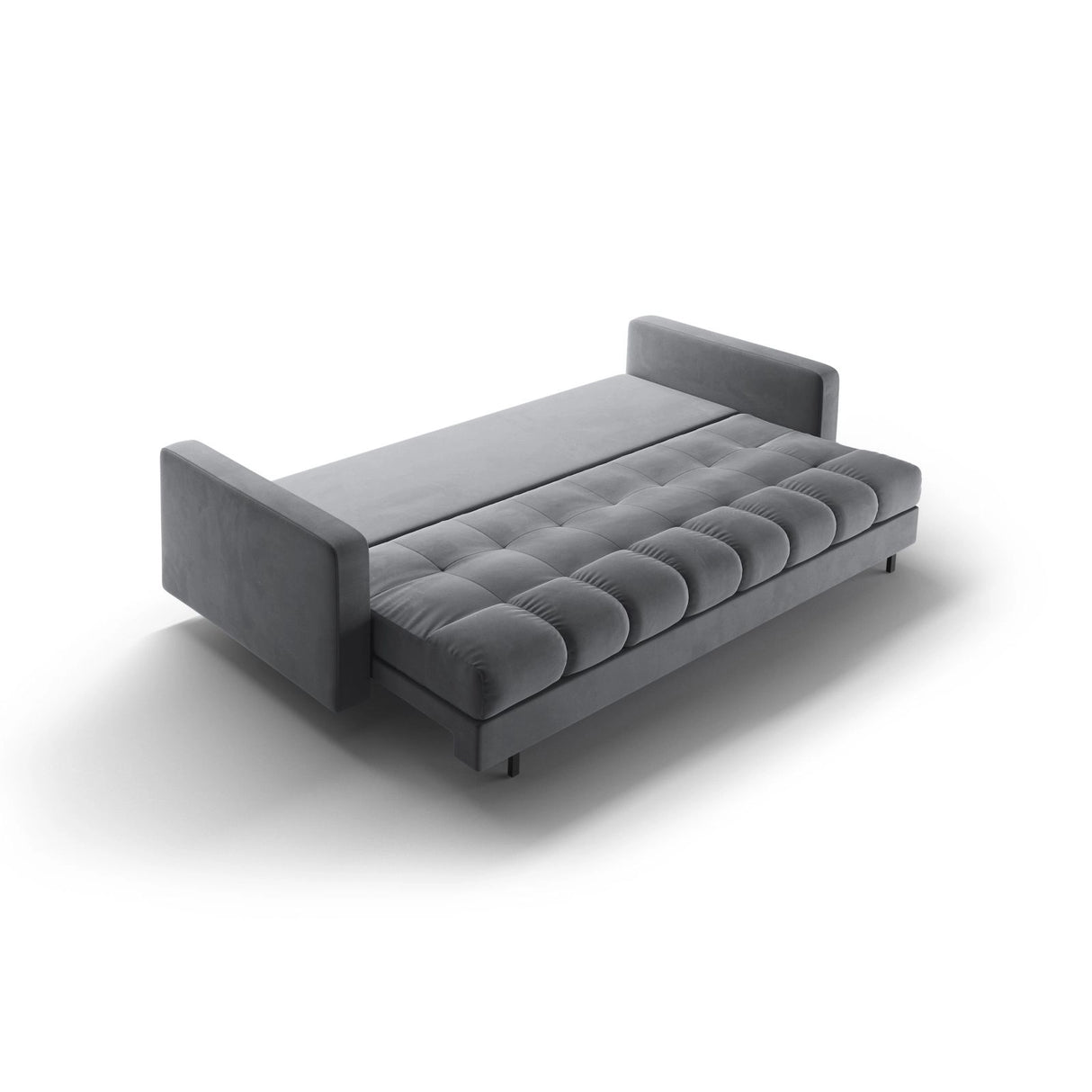 Bali 3-Sitzer Sofa mit Schlaffunktion und Stauraum, aus Samt in Grau (Bluvel 10), 222x84x105 cm von Cosmopolitan Design – Bild 6