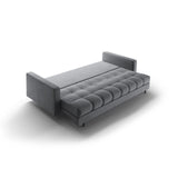 Bali 3-Sitzer Sofa mit Schlaffunktion und Stauraum, aus Samt in Grau (Bluvel 10), 222x84x105 cm von Cosmopolitan Design – Bild 6