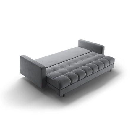 Bali 3-Sitzer Sofa mit Schlaffunktion und Stauraum, aus Samt in Grau (Bluvel 10), 222x84x105 cm von Cosmopolitan Design – Bild 6