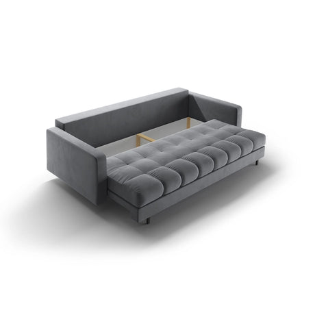 Bali 3-Sitzer Sofa mit Schlaffunktion und Stauraum, aus Samt in Grau (Bluvel 10), 222x84x105 cm von Cosmopolitan Design – Bild 8