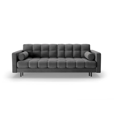 Bali 3-Sitzer Sofa mit Schlaffunktion und Stauraum, aus Samt in Grau (Bluvel 14), 222x84x105 cm von Cosmopolitan Design – Bild 1