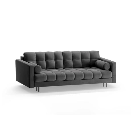 Bali 3-Sitzer Sofa mit Schlaffunktion und Stauraum, aus Samt in Grau (Bluvel 14), 222x84x105 cm von Cosmopolitan Design – Bild 4