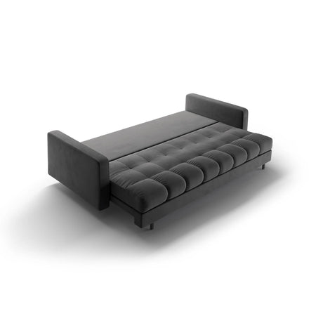 Bali 3-Sitzer Sofa mit Schlaffunktion und Stauraum, aus Samt in Grau (Bluvel 14), 222x84x105 cm von Cosmopolitan Design – Bild 6