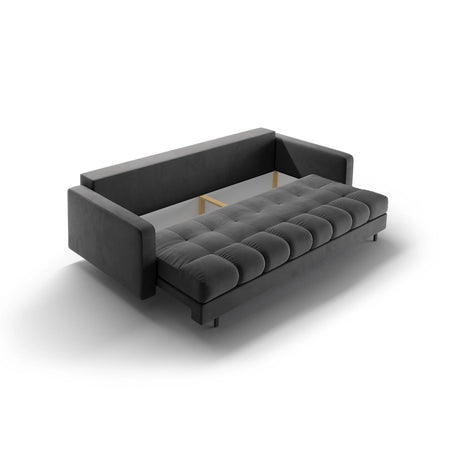 Bali 3-Sitzer Sofa mit Schlaffunktion und Stauraum, aus Samt in Grau (Bluvel 14), 222x84x105 cm von Cosmopolitan Design – Bild 8
