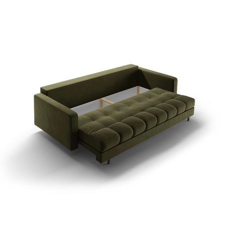 Bali 3-Sitzer Sofa mit Schlaffunktion und Stauraum, aus Samt in Grün (Bluvel 77), 222x84x105 cm von Cosmopolitan Design – Bild 8