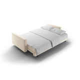 Bali 3-Sitzer Sofa mit Schlaffunktion und Stauraum, aus Samt in Hellbeige (Bluvel 22), 222x84x105 cm von Cosmopolitan Design – Bild 7