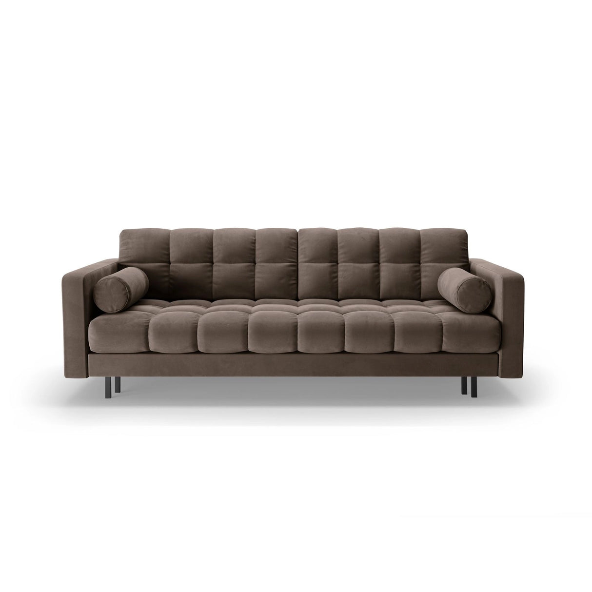 Bali 3-Sitzer Sofa mit Schlaffunktion und Stauraum, aus Samt in Schokolade (Bluvel 38), 222x84x105 cm von Cosmopolitan Design – Bild 1