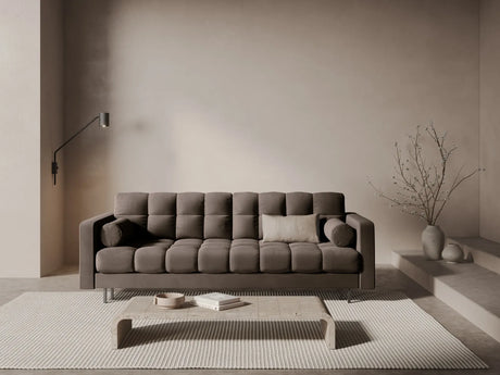 Bali 3-Sitzer Sofa mit Schlaffunktion und Stauraum, aus Samt in Schokolade (Bluvel 38), 222x84x105 cm von Cosmopolitan Design – Bild 2