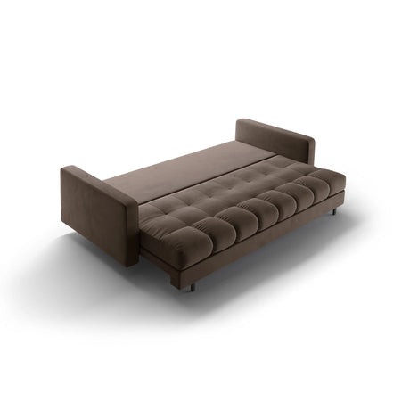 Bali 3-Sitzer Sofa mit Schlaffunktion und Stauraum, aus Samt in Schokolade (Bluvel 38), 222x84x105 cm von Cosmopolitan Design – Bild 6