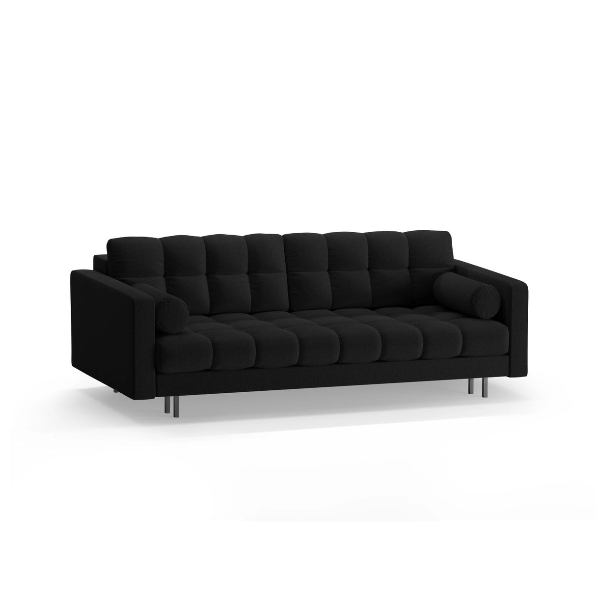 Bali 3-Sitzer Sofa mit Schlaffunktion und Stauraum, aus Strukturierter Stoff in Schwarz (Neve 100), 222x84x105 cm von Cosmopolitan Design – Bild 4