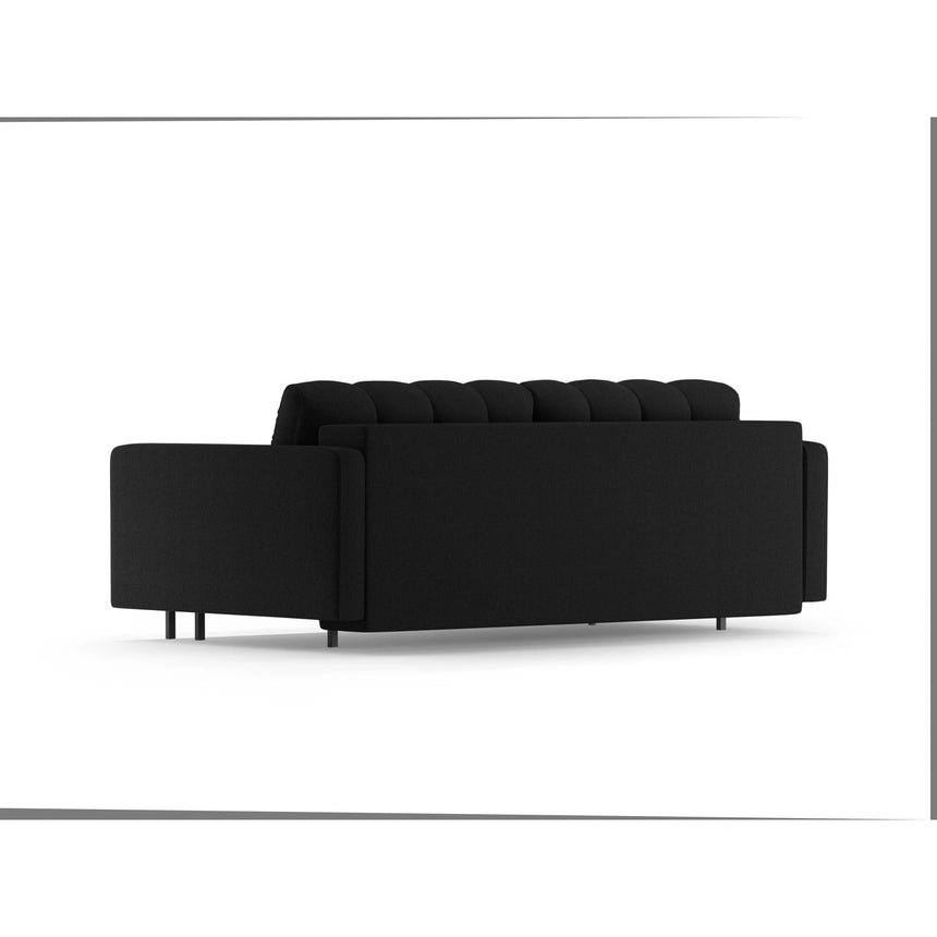 Bali 3-Sitzer Sofa mit Schlaffunktion und Stauraum, aus Strukturierter Stoff in Schwarz (Neve 100), 222x84x105 cm von Cosmopolitan Design – Bild 5