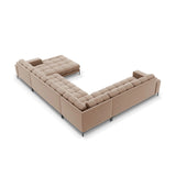 Bali 7-Sitzer Panorama Ecksofa, Linke Seite, aus Samt in Beige (Bluvel 28), Beine aus Schwarzes Metall, 327x256x75 cm von Cosmopolitan Design – Bild 4