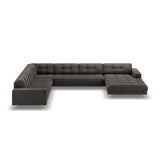 Bali 7-Sitzer Panorama Ecksofa, Linke Seite, aus Samt in Dunkelgrau (Bluvel 18), Beine aus Goldmetall, 327x256x75 cm von Cosmopolitan Design – Bild 3