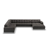 Bali 7-Sitzer Panorama Ecksofa, Linke Seite, aus Samt in Dunkelgrau (Bluvel 18), Beine aus Schwarzes Metall, 327x256x75 cm von Cosmopolitan Design – Bild 3