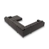Bali 7-Sitzer Panorama Ecksofa, Linke Seite, aus Samt in Dunkelgrau (Bluvel 18), Beine aus Schwarzes Metall, 327x256x75 cm von Cosmopolitan Design – Bild 4