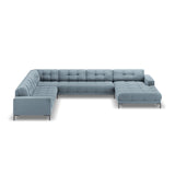 Bali 7-Sitzer Panorama Ecksofa, Linke Seite, aus Samt in Hellblau (Bluvel 06), Beine aus Schwarzes Metall, 327x256x75 cm von Cosmopolitan Design – Bild 3