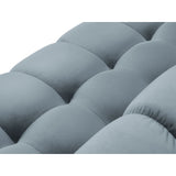 Bali 7-Sitzer Panorama Ecksofa, Linke Seite, aus Samt in Hellblau (Bluvel 06), Beine aus Schwarzes Metall, 327x256x75 cm von Cosmopolitan Design – Bild 5