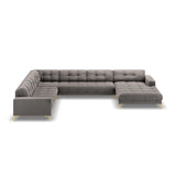 Bali 7-Sitzer Panorama Ecksofa, Linke Seite, aus Samt in Hellgrau (Bluvel 13), Beine aus Goldmetall, 327x256x75 cm von Cosmopolitan Design – Bild 3