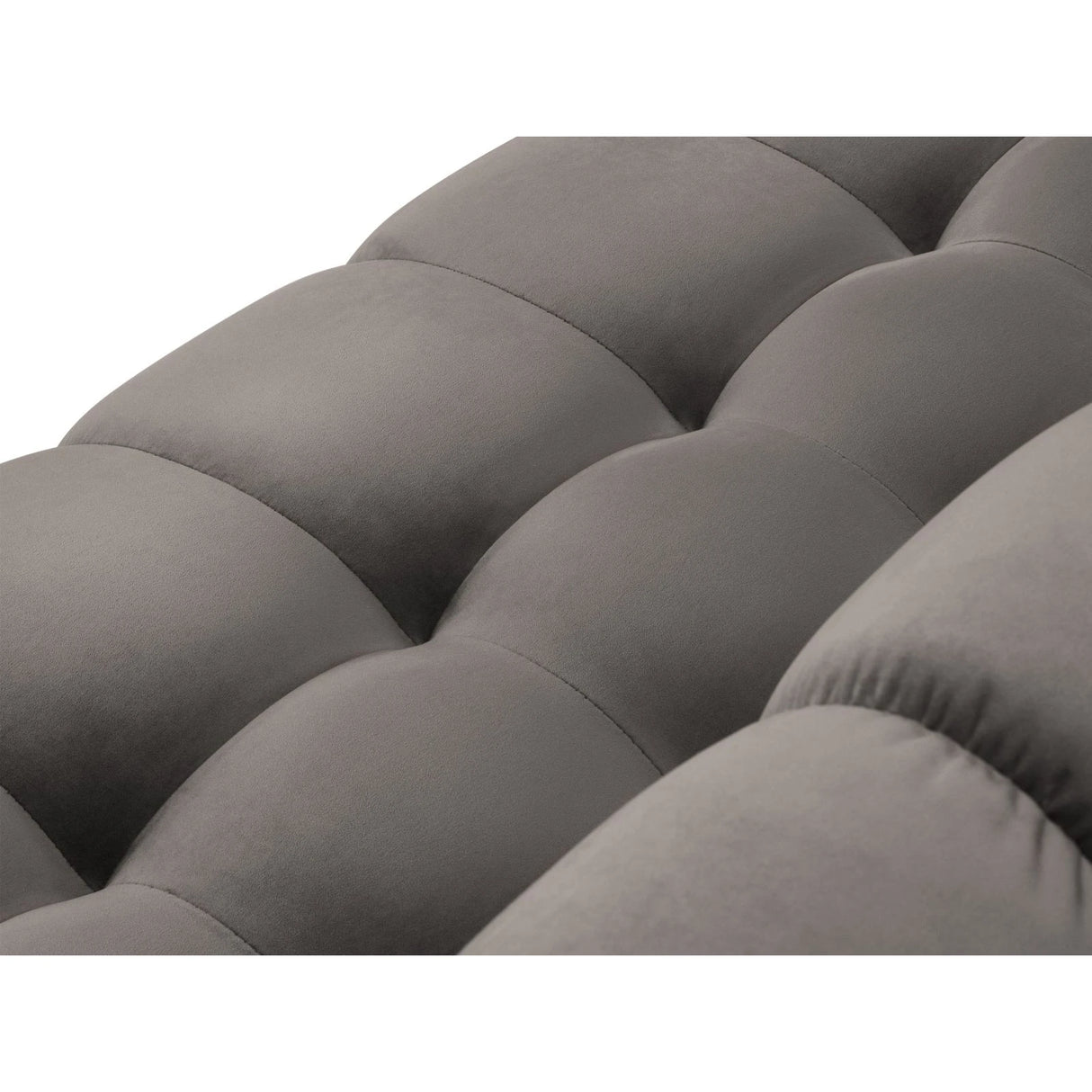 Bali 7-Sitzer Panorama Ecksofa, Linke Seite, aus Samt in Hellgrau (Bluvel 13), Beine aus Goldmetall, 327x256x75 cm von Cosmopolitan Design – Bild 5