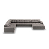 Bali 7-Sitzer Panorama Ecksofa, Linke Seite, aus Samt in Hellgrau (Bluvel 13), Beine aus Schwarzes Metall, 327x256x75 cm von Cosmopolitan Design – Bild 3