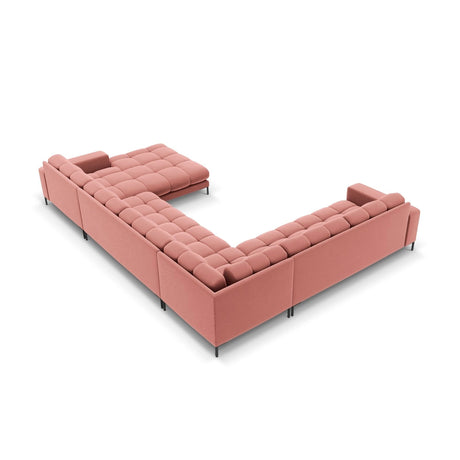 Bali 7-Sitzer Panorama Ecksofa, Linke Seite, aus Samt in Rosa (Bluvel 52), Beine aus Schwarzes Metall, 327x256x75 cm von Cosmopolitan Design – Bild 4