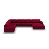 Bali 7-Sitzer Panorama Ecksofa, Linke Seite, aus Samt in Rot (Bluvel 59), Beine aus Goldmetall, 327x256x75 cm von Cosmopolitan Design – Bild 3