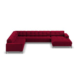 Bali 7-Sitzer Panorama Ecksofa, Linke Seite, aus Samt in Rot (Bluvel 59), Beine aus Schwarzes Metall, 327x256x75 cm von Cosmopolitan Design – Bild 3