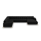 Bali 7-Sitzer Panorama Ecksofa, Linke Seite, aus Samt in Schwarz (Bluvel 19), Beine aus Goldmetall, 327x256x75 cm von Cosmopolitan Design – Bild 3