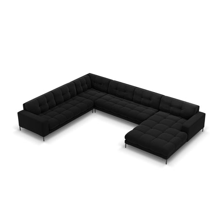 Bali 7-Sitzer Panorama Ecksofa, Linke Seite, aus Samt in Schwarz (Bluvel 19), Beine aus Schwarzes Metall, 327x256x75 cm von Cosmopolitan Design – Bild 1