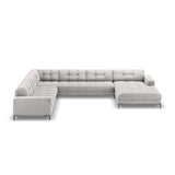 Bali 7-Sitzer Panorama Ecksofa, Linke Seite, aus Samt in Silber (Bluvel 03), Beine aus Schwarzes Metall, 327x256x75 cm von Cosmopolitan Design – Bild 3
