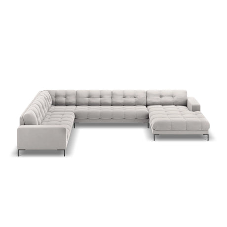 Bali 7-Sitzer Panorama Ecksofa, Linke Seite, aus Samt in Silber (Bluvel 03), Beine aus Schwarzes Metall, 327x256x75 cm von Cosmopolitan Design – Bild 3