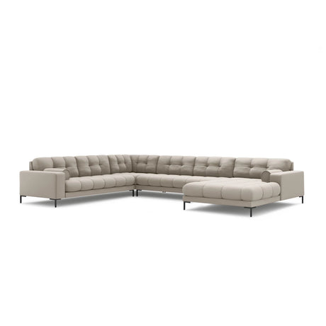 Bali 7-Sitzer Panorama Ecksofa, Linke Seite, aus Strukturierter Stoff in Beige (Neve 04), Beine aus Schwarzes Metall, 327x256x75 cm von Cosmopolitan Design – Bild 4