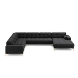 Bali 7-Sitzer Panorama Ecksofa, Linke Seite, aus Strukturierter Stoff in Dunkelgrau (Neve 97), Beine aus Goldmetall, 327x256x75 cm von Cosmopolitan Design – Bild 3