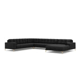 Bali 7-Sitzer Panorama Ecksofa, Linke Seite, aus Strukturierter Stoff in Dunkelgrau (Neve 97), Beine aus Goldmetall, 327x256x75 cm von Cosmopolitan Design – Bild 4