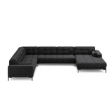 Bali 7-Sitzer Panorama Ecksofa, Linke Seite, aus Strukturierter Stoff in Dunkelgrau (Neve 97), Beine aus Schwarzes Metall, 327x256x75 cm von Cosmopolitan Design – Bild 3