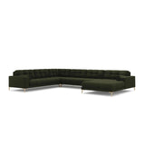 Bali 7-Sitzer Panorama Ecksofa, Linke Seite, aus Strukturierter Stoff in Grün (Neve 39), Beine aus Goldmetall, 327x256x75 cm von Cosmopolitan Design – Bild 4