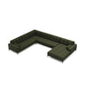 Bali 7-Sitzer Panorama Ecksofa, Linke Seite, aus Strukturierter Stoff in Grün (Neve 39), Beine aus Schwarzes Metall, 327x256x75 cm von Cosmopolitan Design – Bild 1