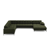 Bali 7-Sitzer Panorama Ecksofa, Linke Seite, aus Strukturierter Stoff in Grün (Neve 39), Beine aus Schwarzes Metall, 327x256x75 cm von Cosmopolitan Design – Bild 3