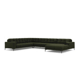 Bali 7-Sitzer Panorama Ecksofa, Linke Seite, aus Strukturierter Stoff in Grün (Neve 39), Beine aus Schwarzes Metall, 327x256x75 cm von Cosmopolitan Design – Bild 4