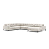 Bali 7-Sitzer Panorama Ecksofa, Linke Seite, aus Strukturierter Stoff in Hellbeige (Neve 02), Beine aus Schwarzes Metall, 327x256x75 cm von Cosmopolitan Design – Bild 4