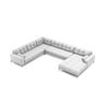 Bali 7-Sitzer Panorama Ecksofa, Linke Seite, aus Strukturierter Stoff in Hellgrau (Neve 80), Beine aus Goldmetall, 327x256x75 cm von Cosmopolitan Design – Bild 1