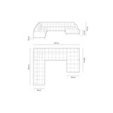 Bali 7-Sitzer Panorama Ecksofa, Linke Seite, aus Strukturierter Stoff in Hellgrau (Neve 80), Beine aus Goldmetall, 327x256x75 cm von Cosmopolitan Design – Bild 2
