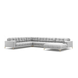 Bali 7-Sitzer Panorama Ecksofa, Linke Seite, aus Strukturierter Stoff in Hellgrau (Neve 80), Beine aus Goldmetall, 327x256x75 cm von Cosmopolitan Design – Bild 4