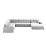 Bali 7-Sitzer Panorama Ecksofa, Linke Seite, aus Strukturierter Stoff in Hellgrau (Neve 80), Beine aus Schwarzes Metall, 327x256x75 cm von Cosmopolitan Design – Bild 3