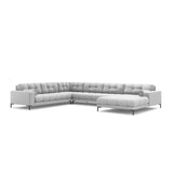 Bali 7-Sitzer Panorama Ecksofa, Linke Seite, aus Strukturierter Stoff in Hellgrau (Neve 80), Beine aus Schwarzes Metall, 327x256x75 cm von Cosmopolitan Design – Bild 4